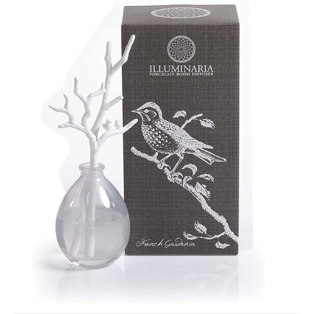ILLUMINARIA Porcelain Room Diffuser French Gardenia White Bird Branch Full Size - Picture 2 of 7